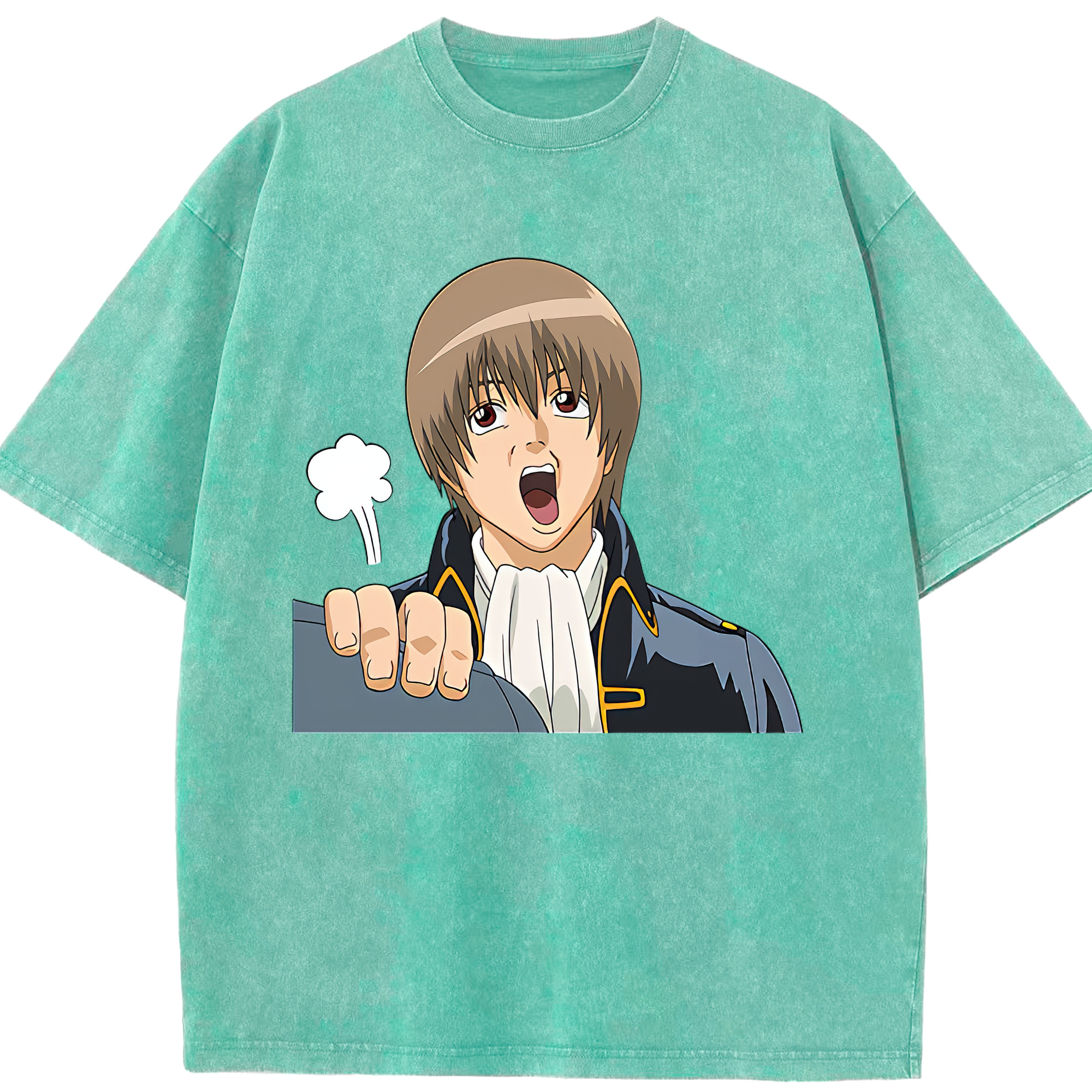 （画像用） ぎんたま 坂田銀時（さかたぎんとき） 神楽 志村新八（しむら しんぱち） GINTAMA Sakata Gintoki Kagura Shimura Shinpachi 綿100% ヴィンテージ風 半袖Tシャツ（フロントプリント）